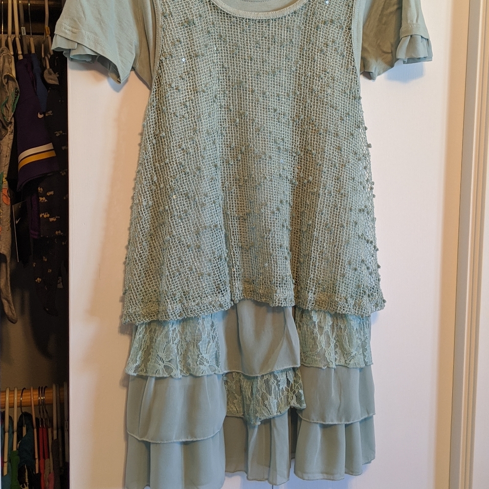 Pretty Angel Sage Green Layered Tunic Top